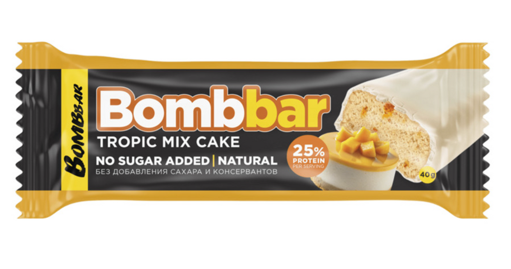 фото упаковки Bombbar Батончик глазированный Торт тропический микс