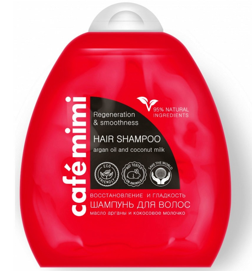 фото упаковки Cafe mimi Шампунь для волос Восстановление и гладкость