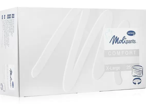 MoliPants Comfort штанишки для фиксации прокладок, Extra Large (обхват бедер 100-160 см), для фиксации прокладок Molimed и Moliform, 25 шт.