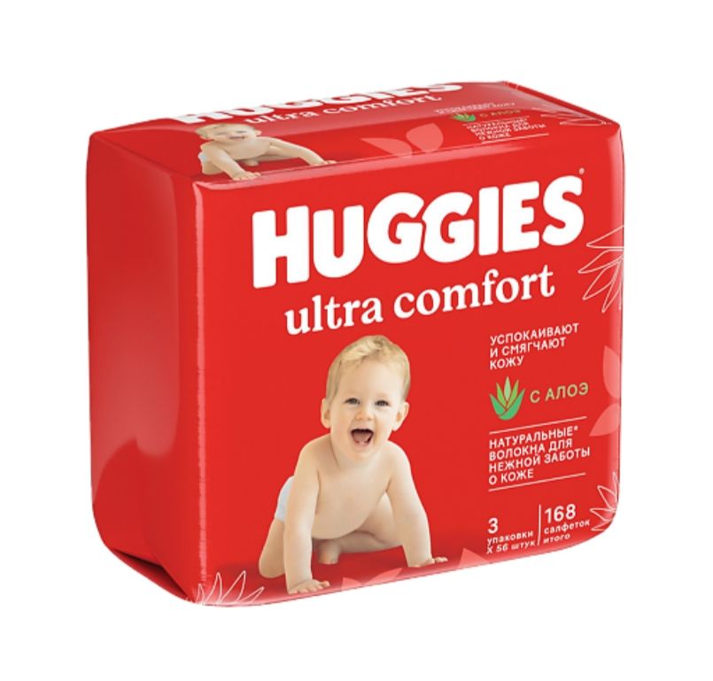 фото упаковки Huggies ultra comfort алоэ салфетки влажные детские