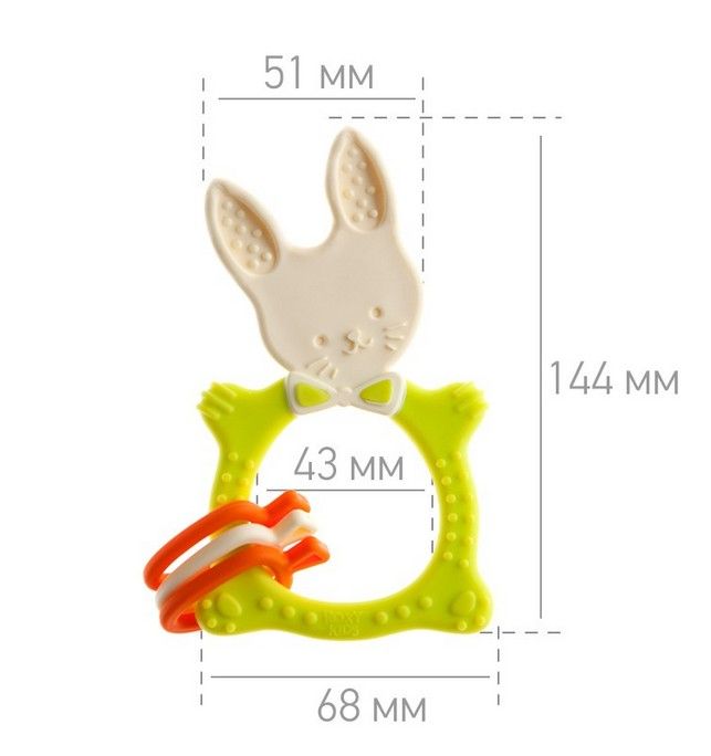 Roxy-kids Прорезыватель универсальный Bunny teether, для детей с 3 месяцев, цвет зеленый, 1 шт.