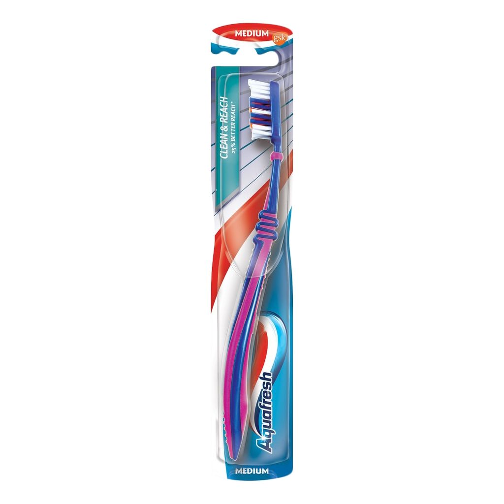 Aquafresh Clean&Reach Зубная щетка, щетка зубная, средней жесткости, 1 шт.