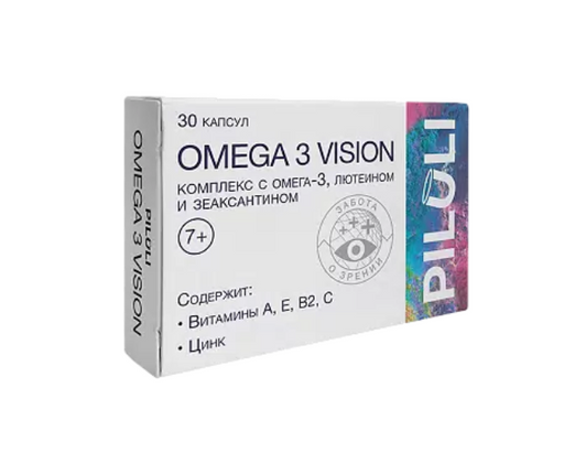 Piluli Omega 3 Vision комплекс с Омега 3, лютеином и зеаксантином, для детей с 7 лет и взрослых, капсулы, 30 шт.
