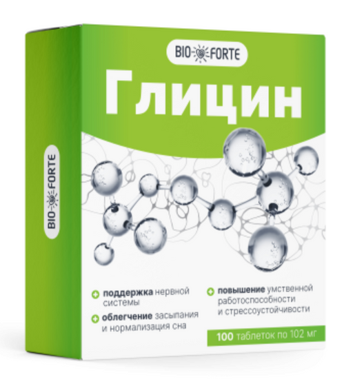 Глицин BioForte, 102 мг, таблетки, 100 шт.
