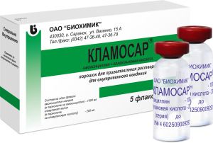 Кламосар, 1 г+200 мг, порошок для приготовления раствора для внутривенного введения, 5 шт.