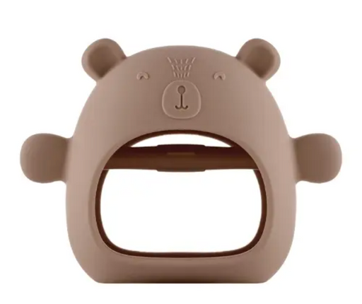 Roxy-kids Прорезыватель силиконовый bear карамельный, для детей с рождения, 1 шт.