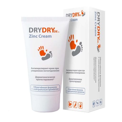 Dry Dry Zinc Cream Антиперспирант-крем при умеренном потоотделении, 50 мл, 1 шт.