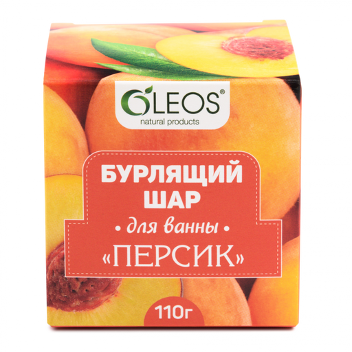 Oleos Бурлящий шар для ванны, персик, 110 г, 1 шт.