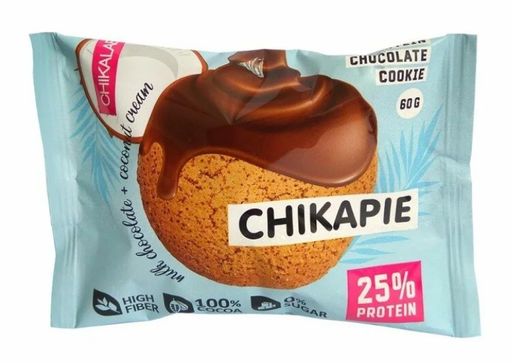 Chikalab Chikapie Печенье протеиновое с начинкой Кокос, печенье глазированное, 60 г, 1 шт.