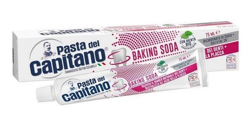 Pasta del Capitano Зубная паста для деликатного отбеливания с содой, паста зубная, 75 мл, 1 шт.