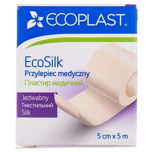 Ecoplast Пластырь фиксирующий Ecosilk, 5смх5м, пластырь медицинский, текстильный, 1 шт.