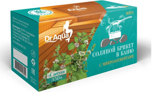 Dr Aqua Соляной брикет в баню, с мятой, 350 г, 1 шт.