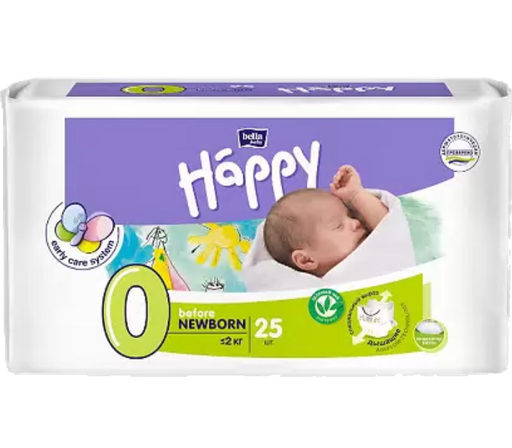 Bella Baby Happy Newborn Подгузники детские, 0-2 кг, 25 шт.